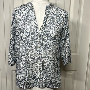 Sheer three-quarter sleeve beach top